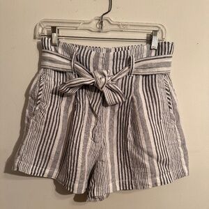 C&C California Striped Linen Tie Waist Shorts